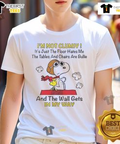 Good Snoopy and Woodstock 'I'm Not Clumsy It's Just The Floor Hates Me' T-Shirt design for fun and quirky style.