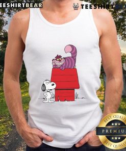 Alt Text: Good Snoopy X Cheshire Cat tank top featuring an unwelcome visitor design, perfect for casual wear and unique style.