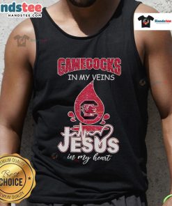 Good South Carolina Gamecocks in My Veins Jesus in My Heart tank top, perfect for fans showcasing team spirit and faith.