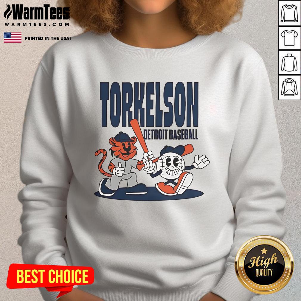 Good Spencer Torkelson Detroit Tigers Baseball Mid Summer Cartoon Sweatshirt Spencer Torkelson cartoon sweatshirt featuring Detroit Tigers logo, perfect for mid-summer baseball fans and style.
