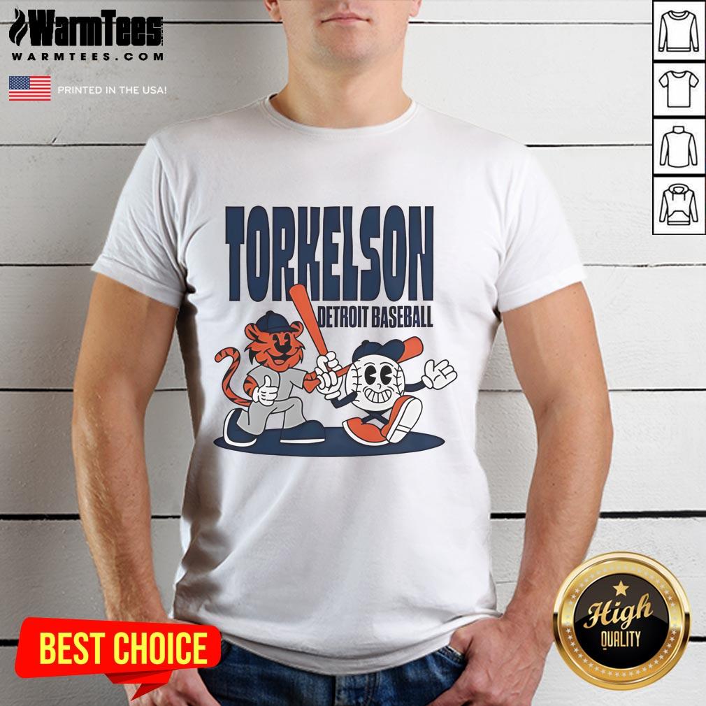 Good Spencer Torkelson Detroit Tigers Baseball Mid Summer Cartoon T Shirt Spencer Torkelson cartoon t-shirt featuring the Detroit Tigers logo, perfect for summer baseball fans.