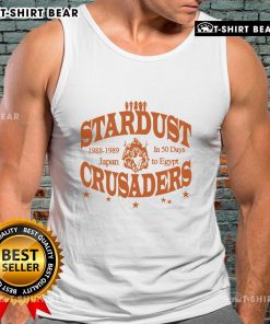 Good Stardust Crusaders 1988-1989 Japan tank top featuring iconic artwork for '50 Days to Egypt' adventure.