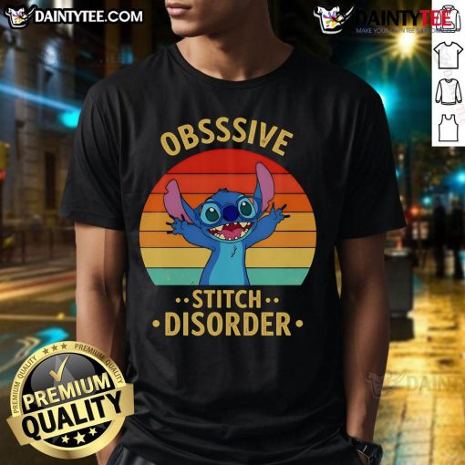 Good Stitch Obsessive Disorder Retro T-Shirt featuring colorful graphics and a vintage design for craft enthusiasts.