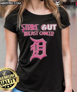 Detroit Tigers ladies tee supporting breast cancer awareness with a stylish Good Strike Out design for fans.