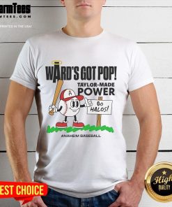 Taylor Ward Los Angeles Angels player wearing 'Ward's Got Pop' mid-summer t-shirt showcasing baseball style and power.