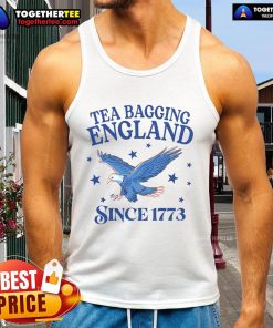 Patriotic eagle tank top featuring 'Good Tea Bagging England Since 1773' design, perfect for tea lovers and proud Brits.