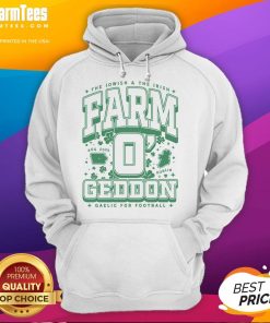 Good The Iowish and The Irish Farm OGeddon Gaelic for Football Max Collegiate Hoodie displayed on a model outdoors.