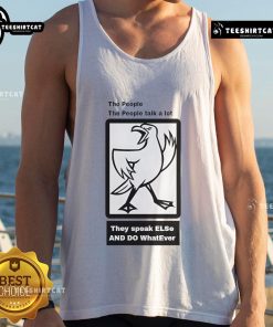 Good The People The People Talk A Lot tank top featuring bold graphics and a casual design for stylish summer wear.