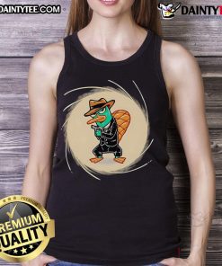 Good the Spy with the Golden Tail Platypus tank top featuring vibrant colors and playful design for a stylish look.
