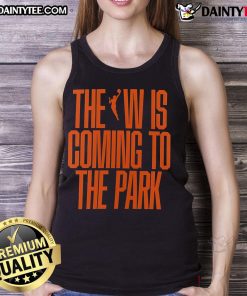 Good The WNBA Is Coming To The Park tank top featuring a bold graphic design for basketball fans.