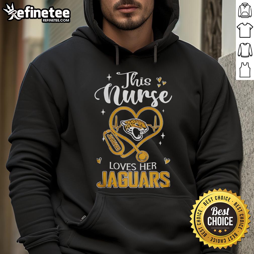 Good This Nurse Love Her Jacksonville Jaguars Hoodie Alt Text: Nurse wearing a Jacksonville Jaguars hoodie, showcasing her team spirit and love for football in a hospital setting.