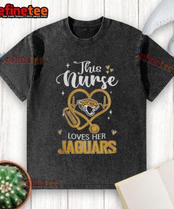 Alt Text: Nurse proudly wearing a Jacksonville Jaguars washed t-shirt, showcasing team spirit and love for football.