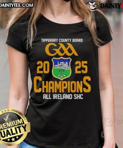 Alt Text: Good Tipperary County Board GAA All Ireland Champions 2025 Ladies Tee celebrating the team's victory in vibrant colors.