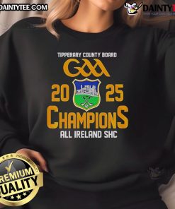 Good Tipperary County Board GAA All Ireland Champions 2025 sweatshirt featuring vibrant colors and bold team logo.