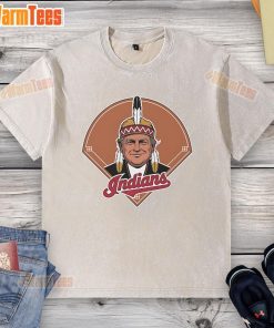 Good Trump Chief Wahoo X Cleveland Guardians logo on a washed T-shirt, perfect for baseball fans and collectors.