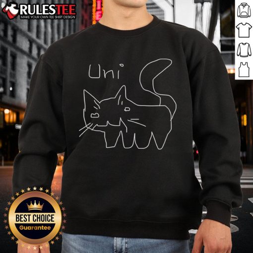 Good Uni Doodle Cat Art Sweatshirt featuring a colorful, playful cat design on a cozy pullover.