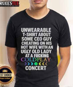 Funny unwearable t-shirt featuring a CEO cheating theme at a Coldplay concert, perfect for humor lovers.