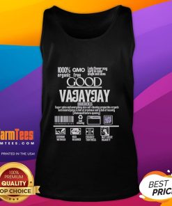 Organic tank top featuring 'Good Vajayjay' ingredients: sugar, spice, and self-cleaning properties for a stylish look.