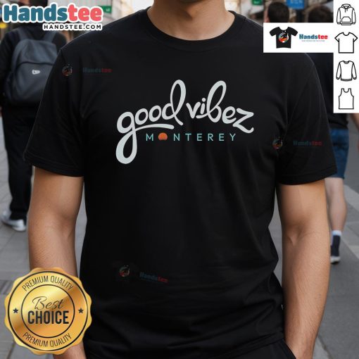 Good Vibez Monterey T-Shirt featuring vibrant colors and a stylish design, perfect for casual wear and beach outings.
