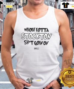 Good Whole Lotta Stockton Shit Goin On Tank Top featuring bold graphic design, perfect for casual summer wear.