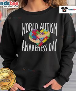 Good World Autism Awareness Day sweatshirt featuring colorful designs promoting autism awareness and inclusivity.
