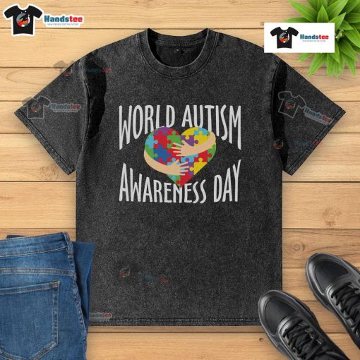 Good World Autism Awareness Day washed t-shirt featuring vibrant colors and supportive design for autism awareness.
