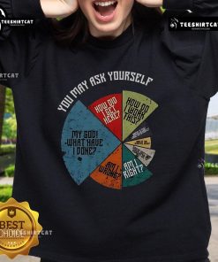 Vintage sweatshirt featuring the phrase My God, What Have I Done? How Did I Get Here? How Do I Work This? for self-reflection.