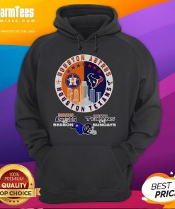 Happy Houston Astros All Season Texans on Sundays hoodie featuring vibrant team colors and logo, perfect for fans.