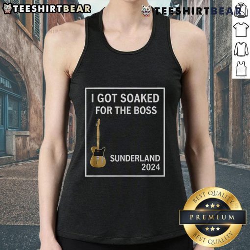 Happy I Got Soaked for the Boss Sunderland 2024 tank top featuring vibrant colors and a fun design for summer wear.