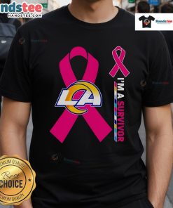 Happy Los Angeles Rams X Cancer Awareness I'M A Survivor T-Shirt showcasing team spirit and support for cancer survivors.