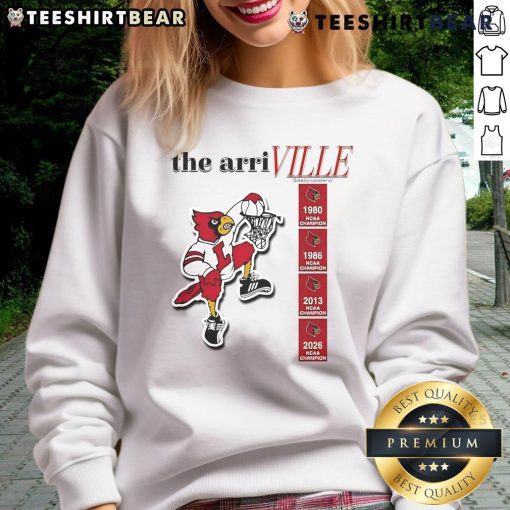 Happy Louisville Cardinals in The Arri Ville Sweatshirt, showcasing team spirit and style at a game.
