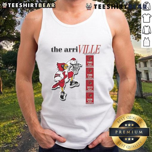 Alt Text: Happy Louisville Cardinals The Arri Ville Tank Top featuring vibrant colors and team logo, perfect for game day.