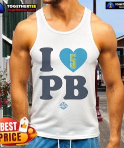 Happy Paige Bueckers wearing an 'I Love PB' Dallas Wings tank top, showcasing her love for basketball and team spirit.