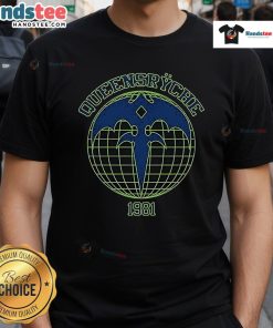 Alt Text: Happy Queensryche Athletic Globe 1981 T-Shirt featuring vibrant graphics and retro design, perfect for rock music fans.