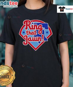 Happy Ring That Jawn Philadelphia Phillies Ladies Tee in vibrant red, perfect for game day and showing team spirit.