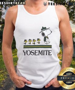 Happy Snoopy in Yosemite on a vintage tank top, perfect for casual summer style and nostalgic Peanuts fans.