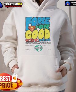 Happy Superman Force for Good Est 1938 hoodie featuring vibrant colors and iconic superhero design for fans.