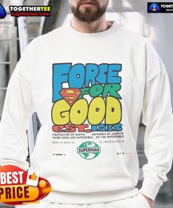 Happy Superman Force for Good Est 1938 sweatshirt featuring a vibrant graphic, perfect for comic fans and casual wear.