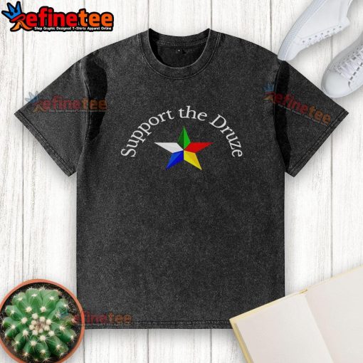 Happy Support The Druze Traditional Flag Star washed t-shirt featuring vibrant colors and a unique design for Druze culture.
