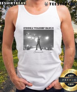 Alt Text: Happy Swn Summer Worship Nights Cincinnati 2025 tank top design featuring vibrant graphics and event details.