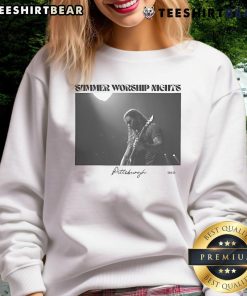 Happy Swn Summer Worship Nights Pittsburgh sweatshirt featuring vibrant design and cozy fit for summer events.