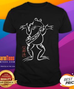 Alt Text: Happy Toru Yano Choju Giga Frog T-Shirt featuring a vibrant frog design, perfect for fans of unique graphic tees.