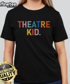 Happy vintage theatre kid wearing a ladies tee, showcasing a playful design that celebrates performing arts.