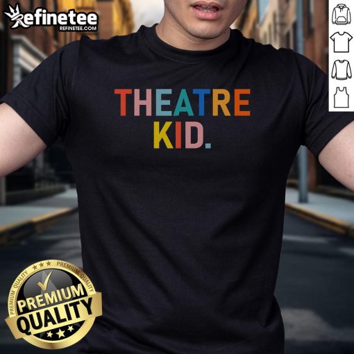 Alt Text: Happy vintage theatre kid t-shirt design featuring playful graphics and bright colors, perfect for young performers.