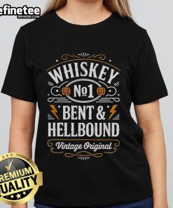 Happy Whiskey Bent and Hellbound Whiskey Cowboy Cowgirl Ladies Tee featuring a stylish design for country music lovers.