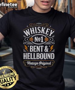 Happy Whiskey Bent And Hellbound Whiskey Cowboy Cowgirl T-Shirt featuring a vibrant design of a cowboy and cowgirl.
