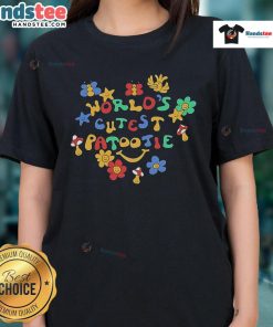Happy Worlds Cutest Patootie Flowers Ladies Tee featuring vibrant floral design on soft fabric for a cheerful look.