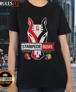 Hot Calgary Stampeders Stampede Bowl 2025 Ladies Tee showcases vibrant design and team spirit for fans.