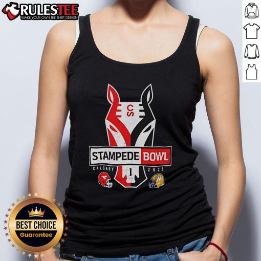 Alt Text: Hot Calgary Stampeders Stampede Bowl 2025 tank top featuring team colors and logo, perfect for game day attire.