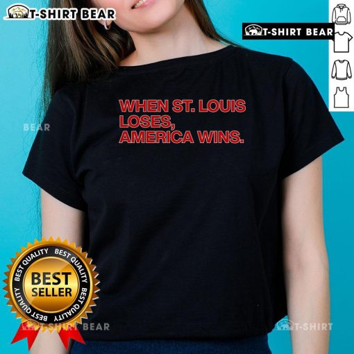 Hot Chicago Cubs Ladies Tee celebrating when St. Louis loses, perfect for passionate baseball fans.
